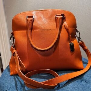 Furla Piper Orange Saffiano Leather Satchel